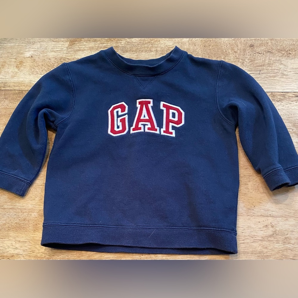 Vintage Baby Gap Toddler 2Years Navy Crew Neck Long Sleeve Graphic Sweatshirt
